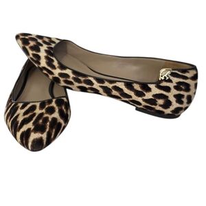 Tory Burch "Elizabeth" Calf Hair Leopard Print Pointed Toe Flats Brown Sz 9.5